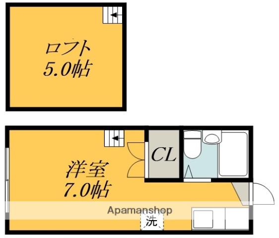 パインハイム(ワンルーム/2階)の間取り写真