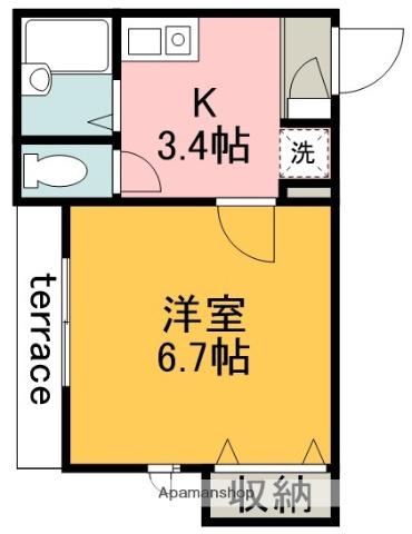 ヴィレッタインテル(1K/1階)の間取り写真