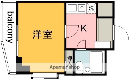 ベルヴェ府中(1K/2階)の間取り写真