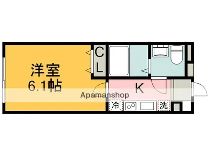京王電鉄京王線 調布駅 徒歩7分 2階建 築14年(1K/1階)の間取り写真