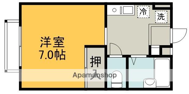 ハイツHIRO-B棟(ワンルーム/1階)の間取り写真