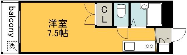 コート黒部(ワンルーム/1階)の間取り写真