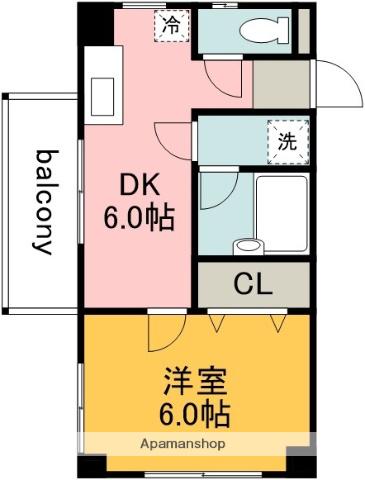 ハイムM&S柴崎(1DK/4階)の間取り写真