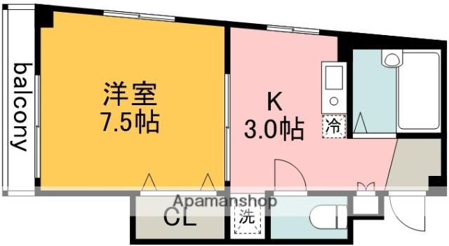 コートハウスJ B棟(1K/2階)の間取り写真