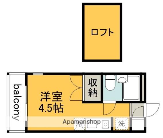 ハイム南香里(ワンルーム/2階)の間取り写真