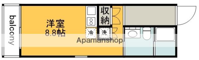 クロスアイヴィ2(ワンルーム/1階)の間取り写真