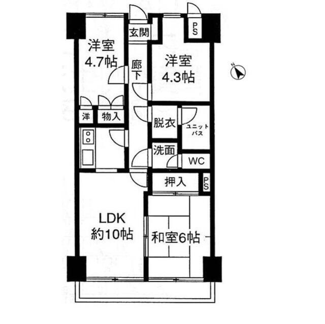 グランドール武戸野(3LDK/7階)の間取り写真