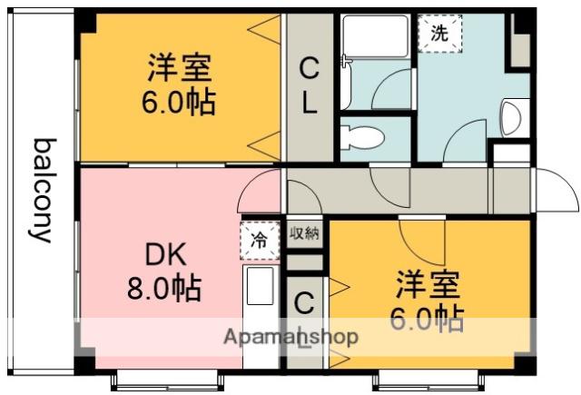 LORO PIANA(2DK/1階)の間取り写真