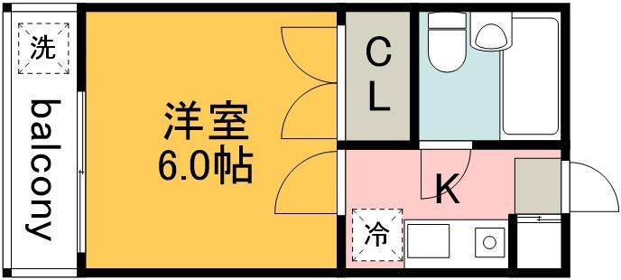 サンライズ深大寺(1K/2階)の間取り写真