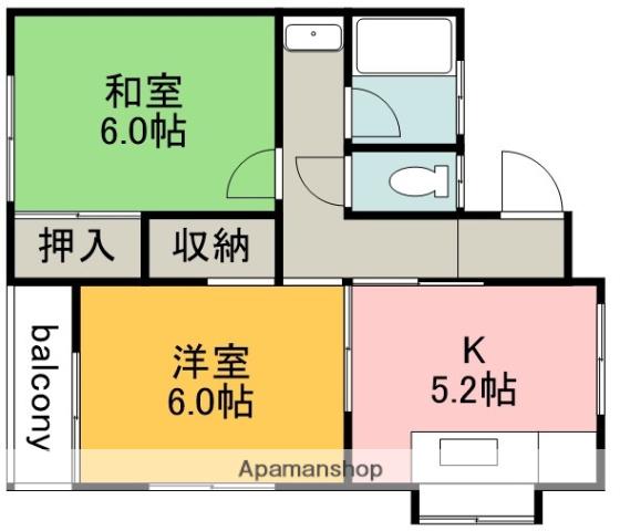 山野ハイツ(2K/2階)の間取り写真