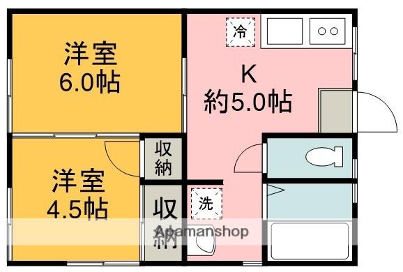 ブルーハイツ(2K/2階)の間取り写真