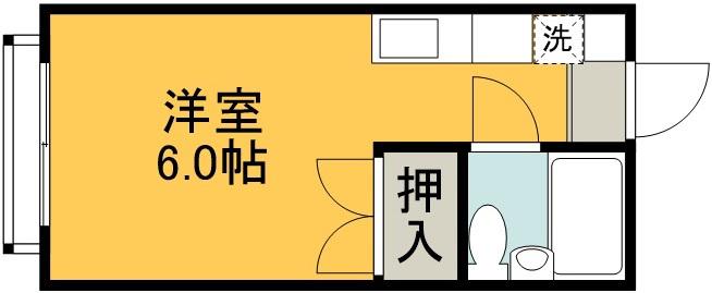 ハイム東つつじ(ワンルーム/1階)の間取り写真