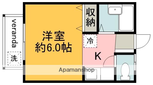 グリーン・リーフ(ワンルーム/2階)の間取り写真