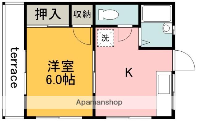 清水第二コーポ(1K/1階)の間取り写真
