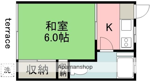 和千荘(1K/1階)の間取り写真
