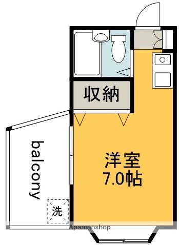 仙川スカイハイツ(ワンルーム/1階)の間取り写真