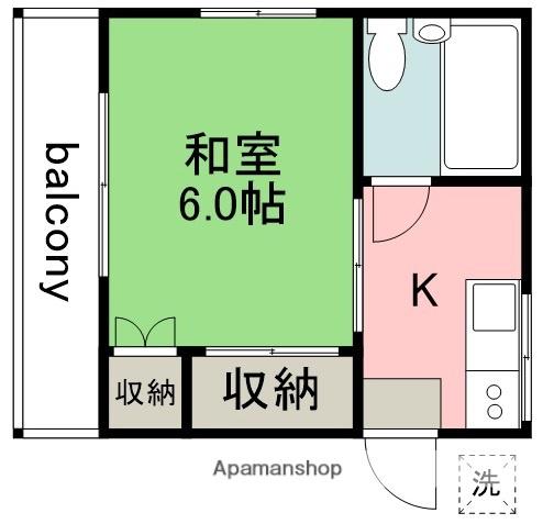 若葉ガーデニア(1K/1階)の間取り写真