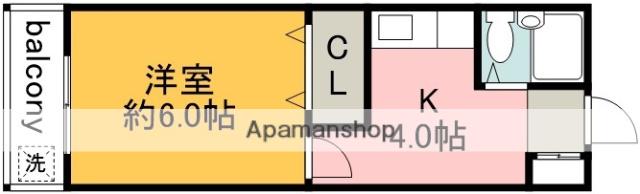 ハイツK.K(1K/2階)の間取り写真