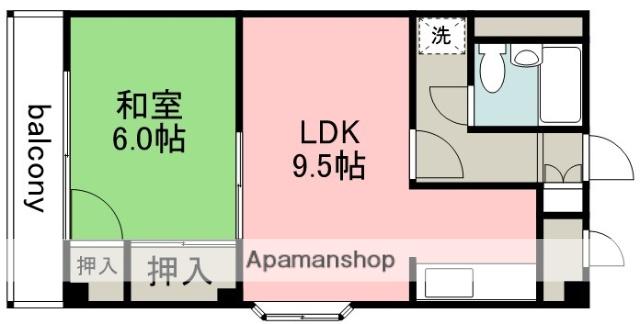 飛田ハイツ(1LDK/3階)の間取り写真