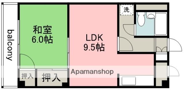 飛田ハイツ(1LDK/3階)の間取り写真