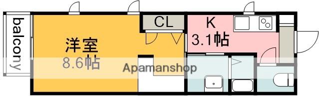 フローラルファイブ(1K/2階)の間取り写真