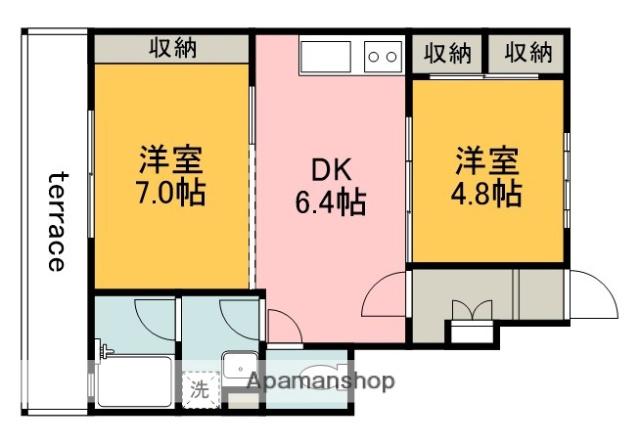 サンヴィアーレグレーネ(2DK/1階)の間取り写真