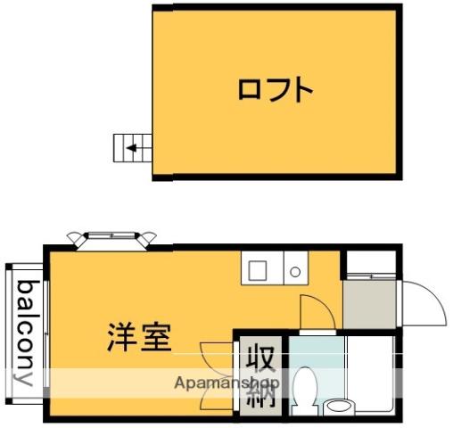 レジデンス六番館(ワンルーム/2階)の間取り写真