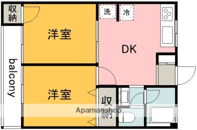 オークフジ(2DK/2階)の間取り写真