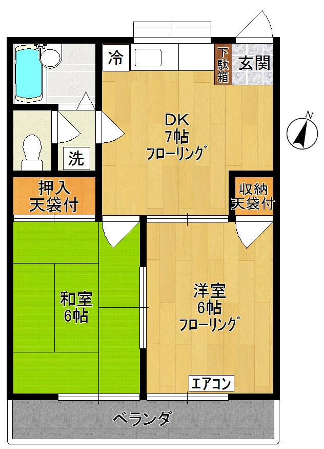 タマグリーンハイツ(2DK/2階)の間取り写真