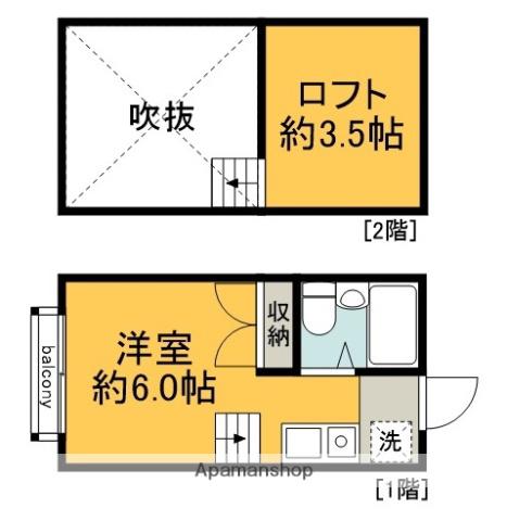 グランドール三ツ木中原(ワンルーム/2階)の間取り写真