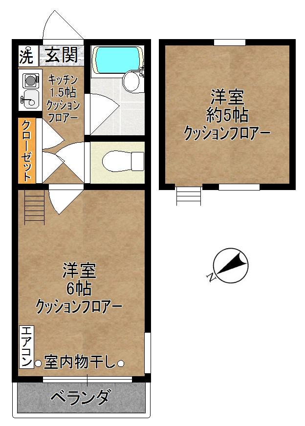 メイプルハウス(1K/2階)の間取り写真