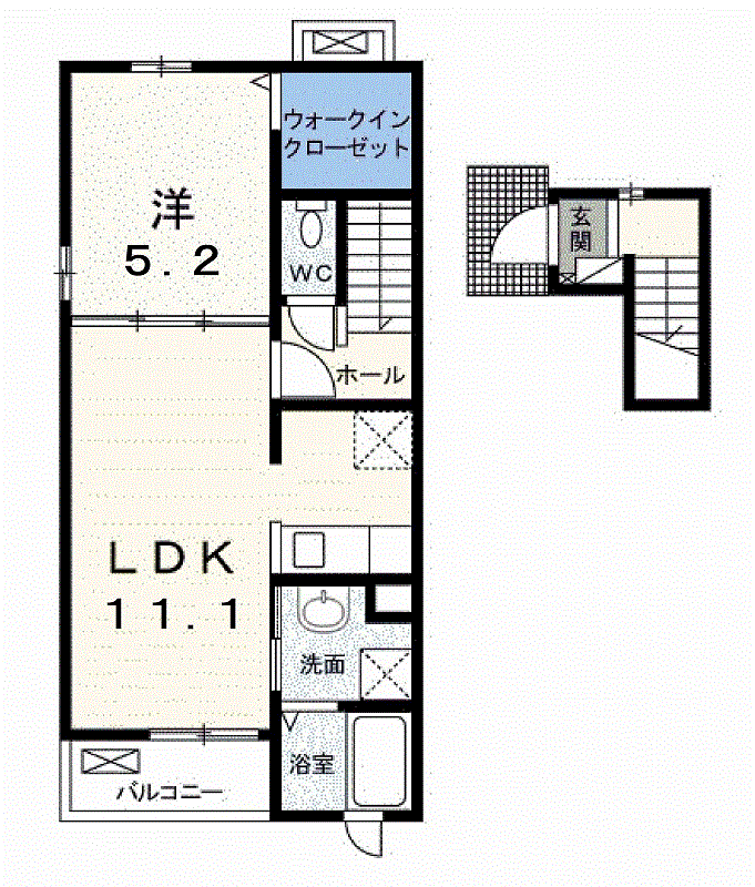 クライミングローズ永福(1LDK/2階)の間取り写真