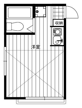 ブルーウィング(ワンルーム/2階)の間取り写真