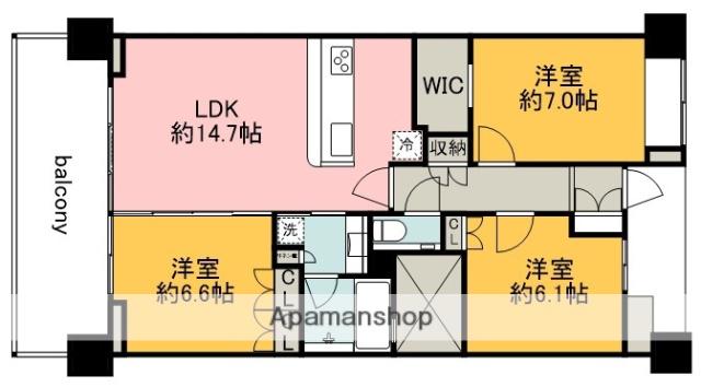 パークハウスザガーデンウエストハウス(3LDK/3階)の間取り写真