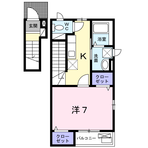 ブルーハーベストⅡ(1K/2階)の間取り写真