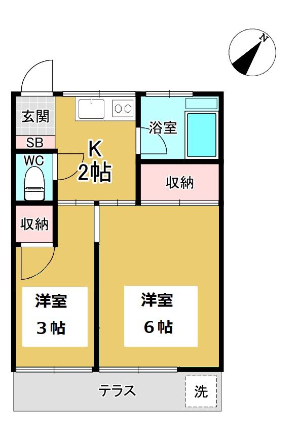 第2桜荘(2K/2階)の間取り写真
