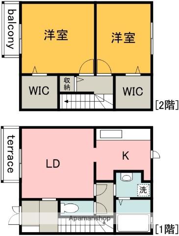 チリエージアＡ棟(2LDK)の間取り写真