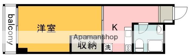 下山ファミリーコーポ第二(ワンルーム/3階)の間取り写真