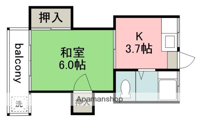 コーポ純(1K/2階)の間取り写真