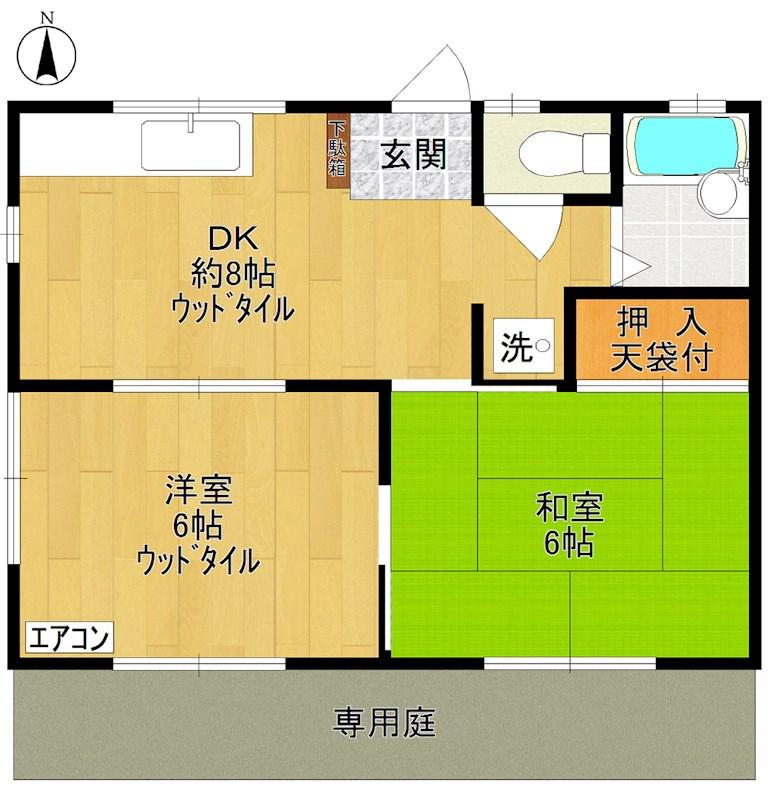 飯塚コーポ(2DK/1階)の間取り写真