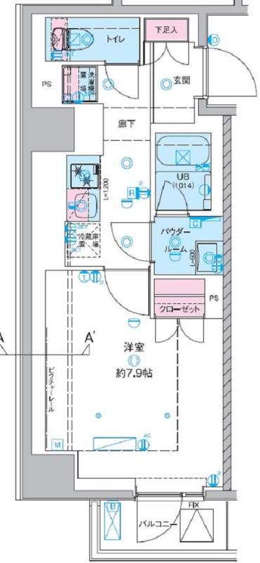 ジェノヴィア桜上水Ⅱ(1K/6階)の間取り写真