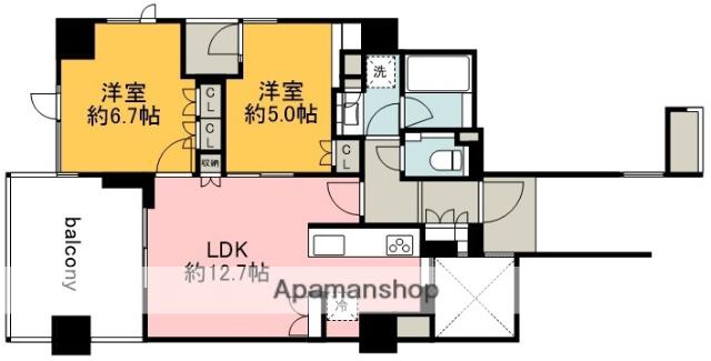 アトラス調布光の棟(2LDK/5階)の間取り写真