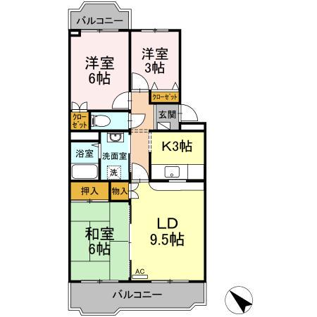 第2コスモスヴィラ 3階階 間取り