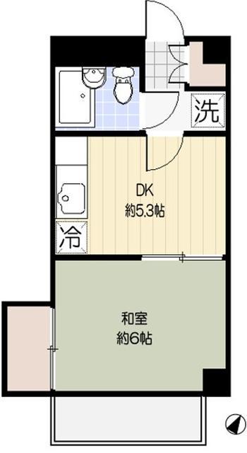 セダーバック(1DK/2階)の間取り写真