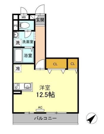 ソレーユ・トレビナ(ワンルーム/2階)の間取り写真