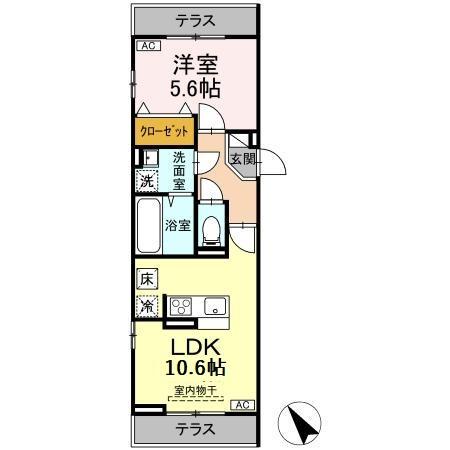D-ROOM松木A(1LDK/2階)の間取り写真