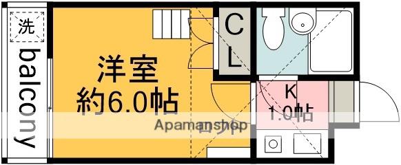 ジュネス稲田堤(1K/2階)の間取り写真