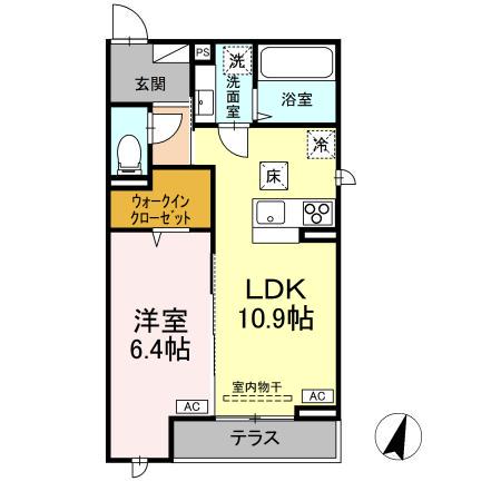 D-ROOM松木(1LDK/1階)の間取り写真