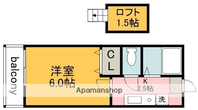 スィーダーハウス(1K/2階)の間取り写真