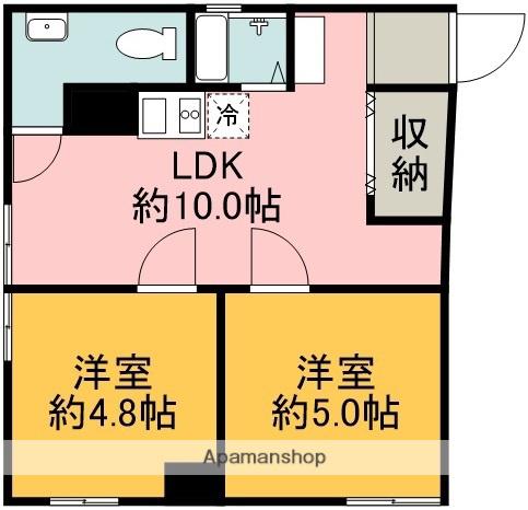 上石原ビル(2DK/3階)の間取り写真